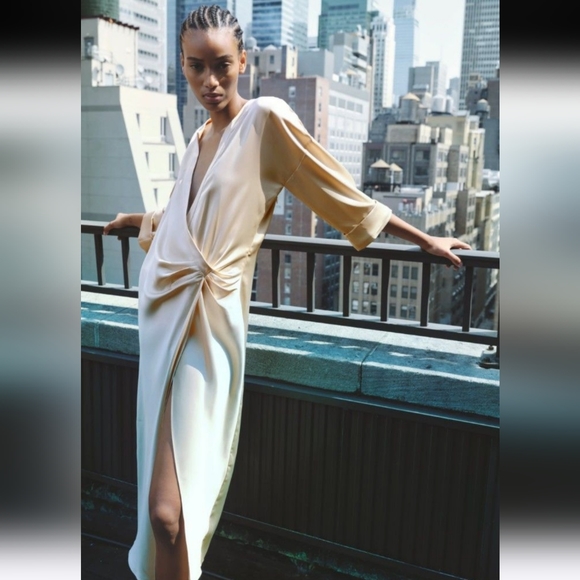 NWT Zara Limited Edition Satin Effect Wrap Dress, Size S - Picture 3 of 17